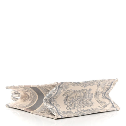 Christian Dior Canvas Embroidered Medium Dioriviera Toile De Jouy Book Tote Gray 4 of 14