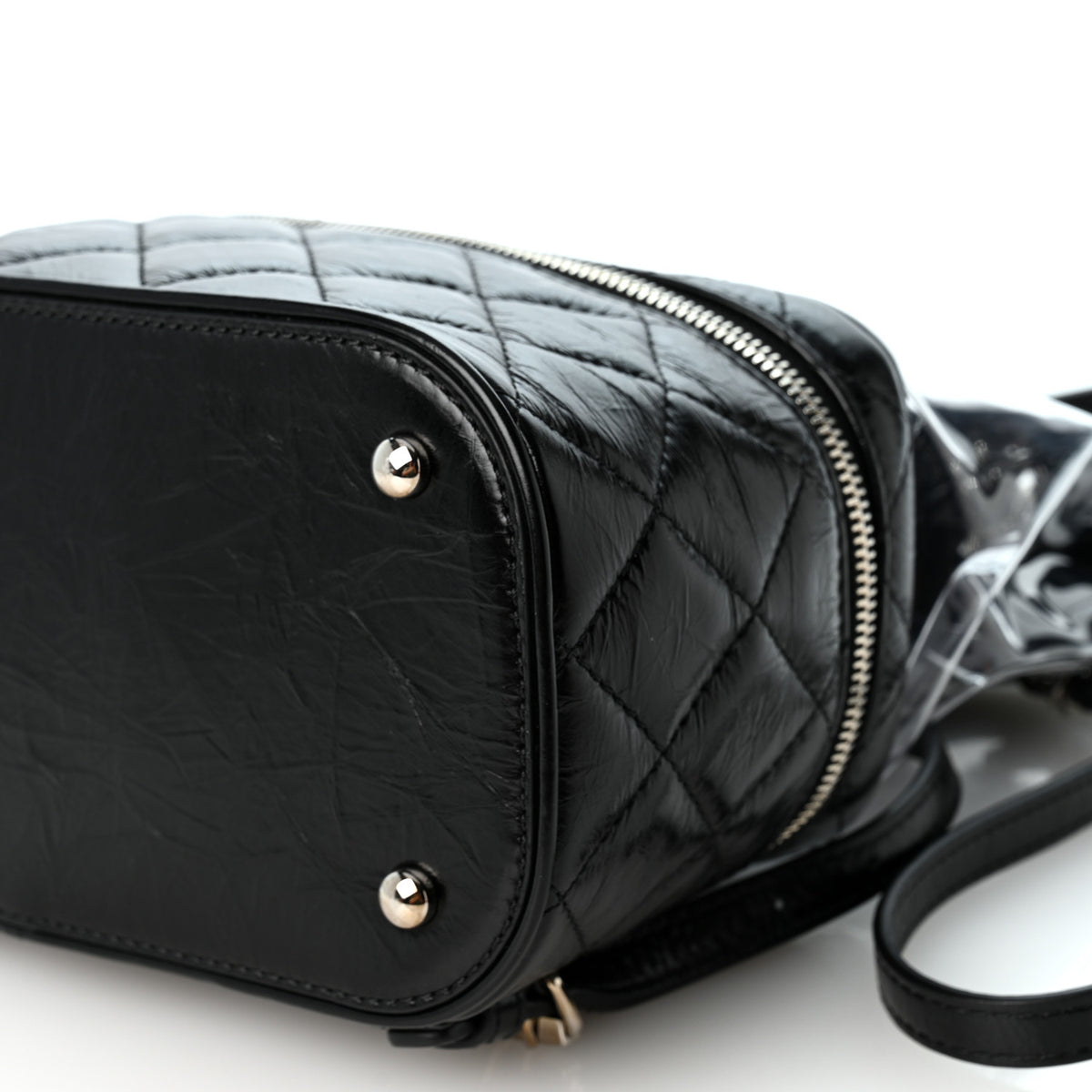 Crumpled Calfskin PVC Quilted Backpack Black