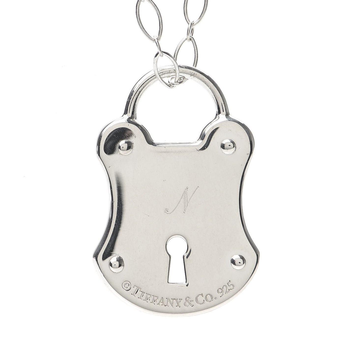Sterling Silver Diamond Lock Pendant Necklace