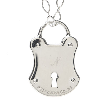 Tiffany Sterling Silver Diamond Lock Pendant Necklace 6 of 6