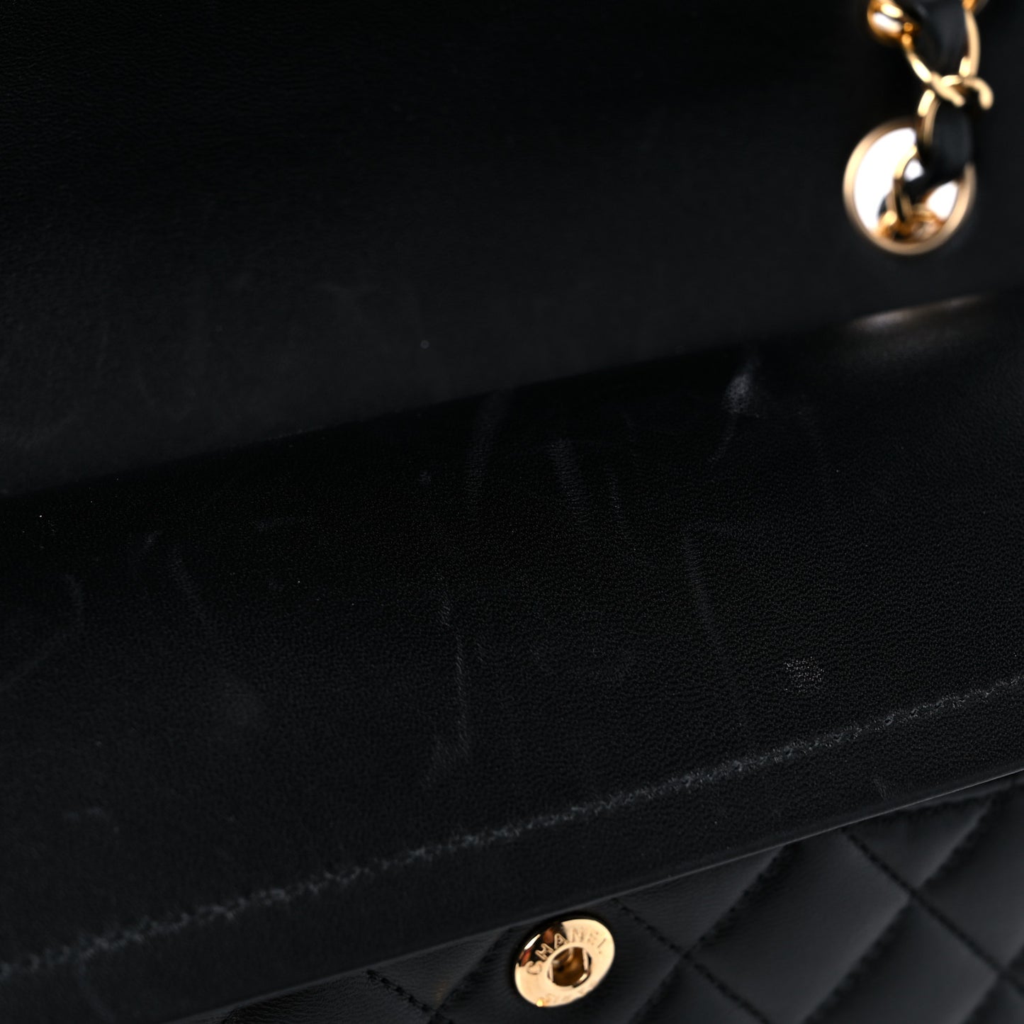 Lambskin Quilted Small Double Flap Black