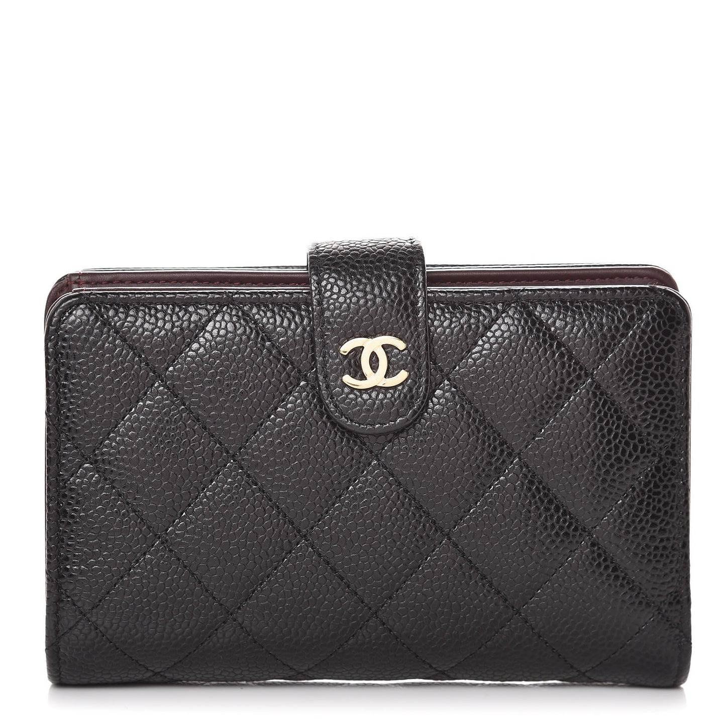 Caviar Quilted Zipped Pocket Wallet Black