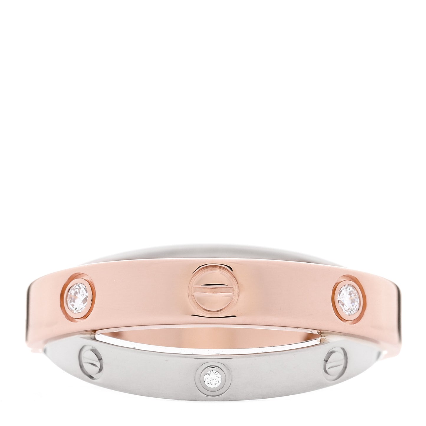 18K Pink White Gold 6 Diamonds LOVE Ring 48 4.5
