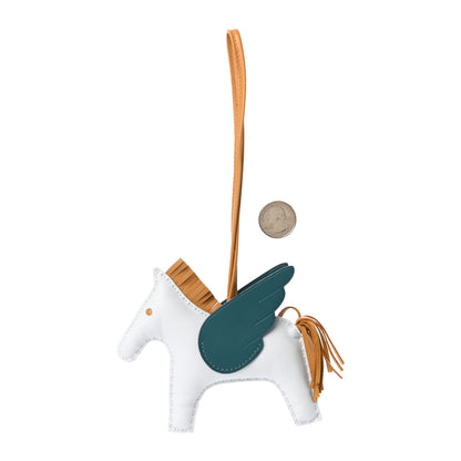 Hermes Milo Lambskin Grigri Rodeo Pegase Horse Bag Charm MM Bleu Brume Sesame Vert Bosphore 2 of 4