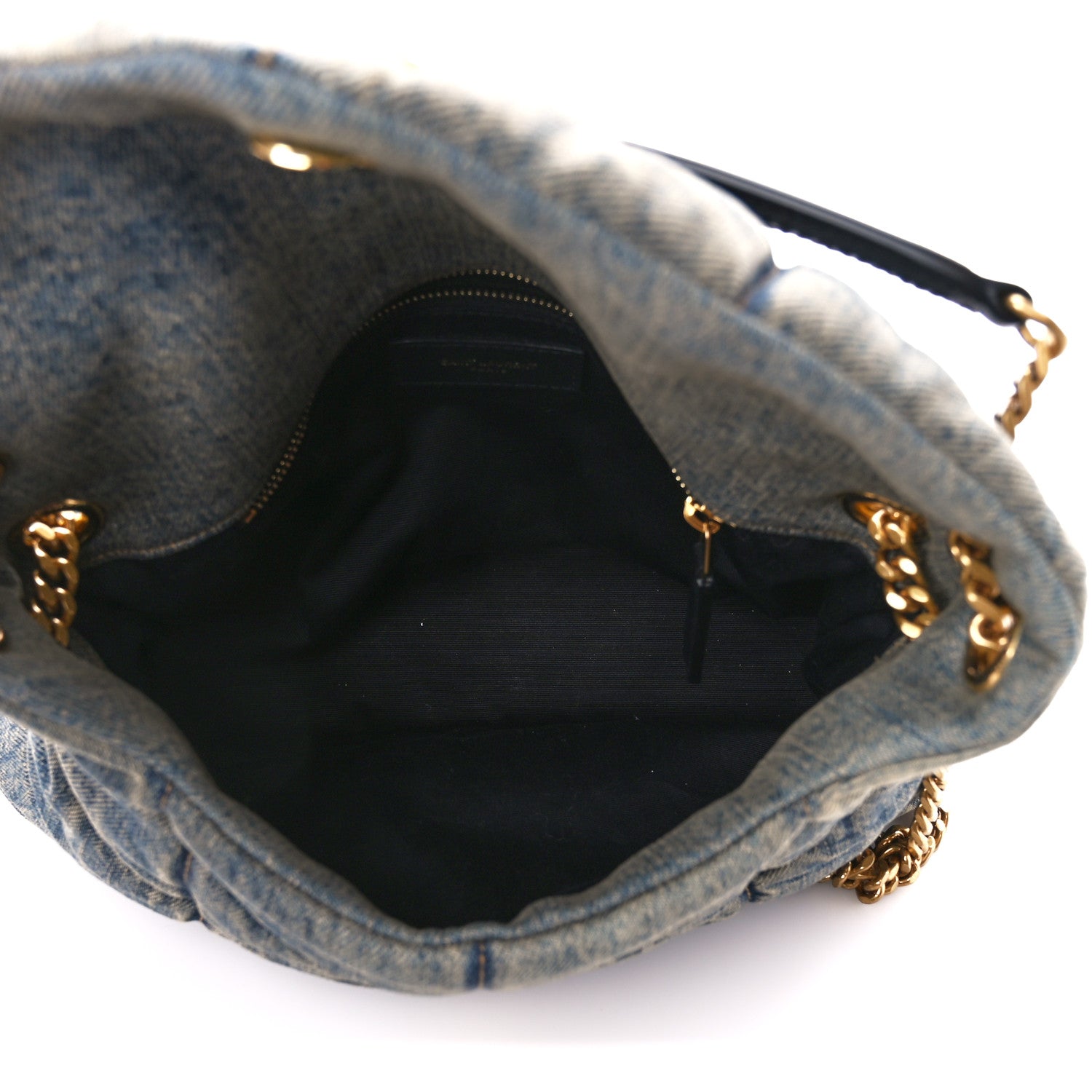 Saint Laurent Denim Quilted Small Loulou Puffer Monogram Chain Satchel Rodeo Blue 5 of 12