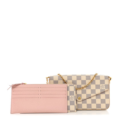 Louis Vuitton Damier Azur Pochette Felicie Chain Wallet Rose Ballerine 1 of 16