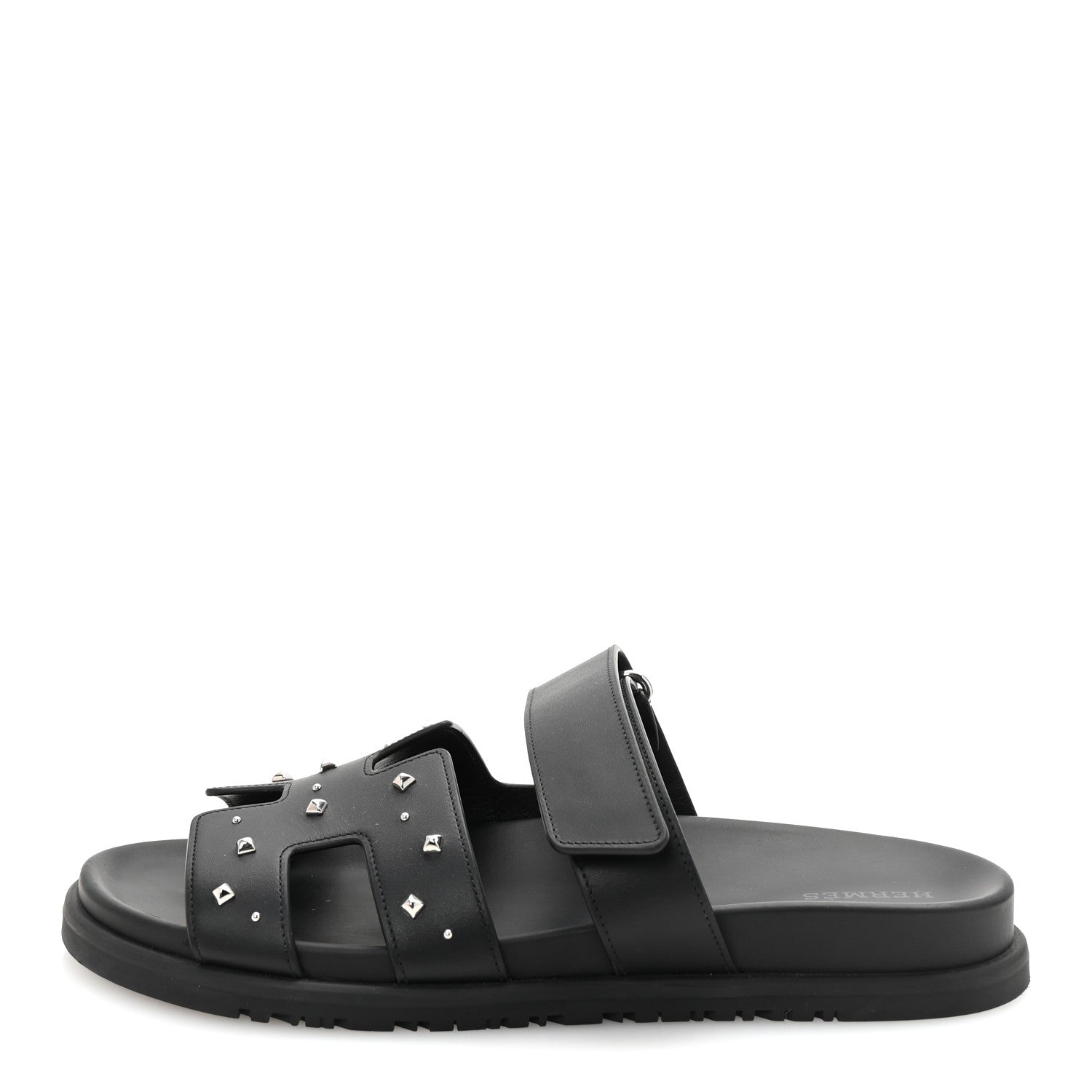 Hermes Calfskin Medor Studded Womens Chypre Sandals 39 Black 1 of 9