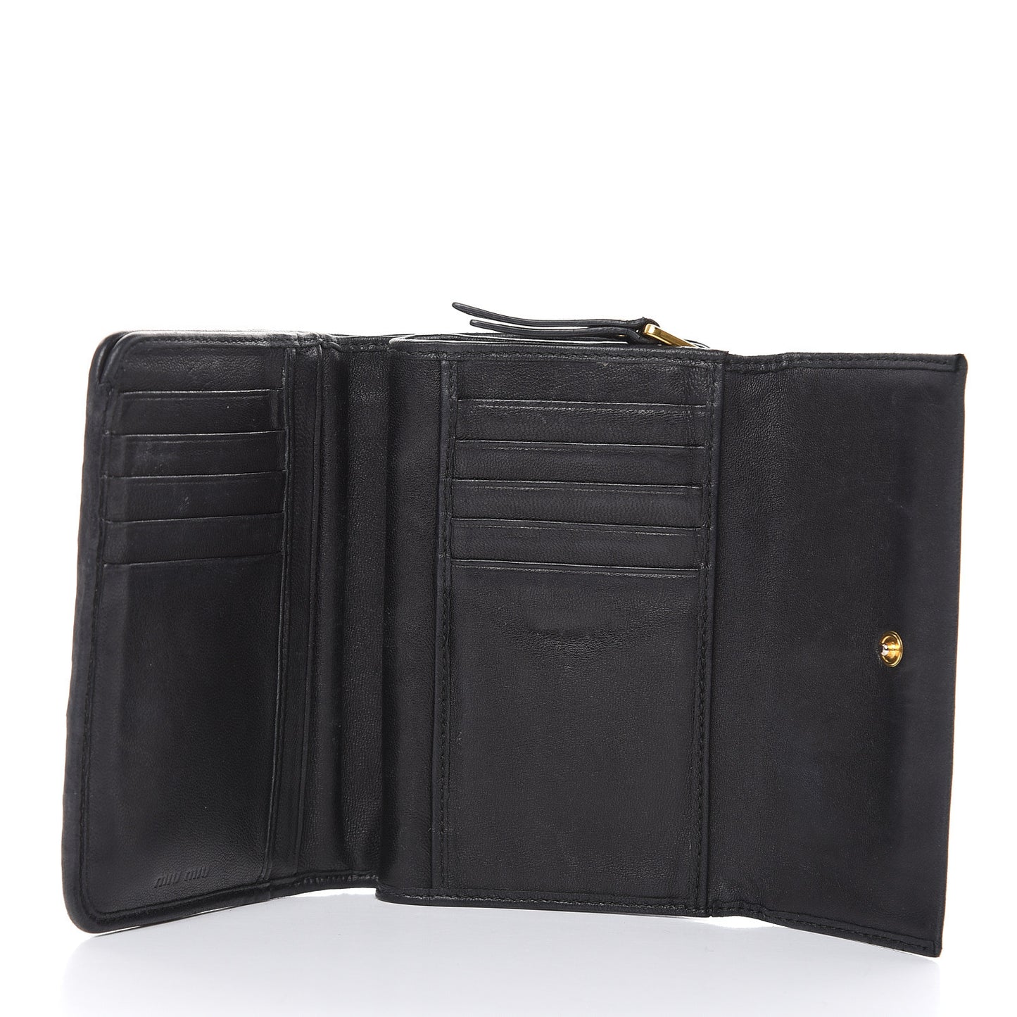 Nappa Matelasse Tri-Fold Flap Wallet Black