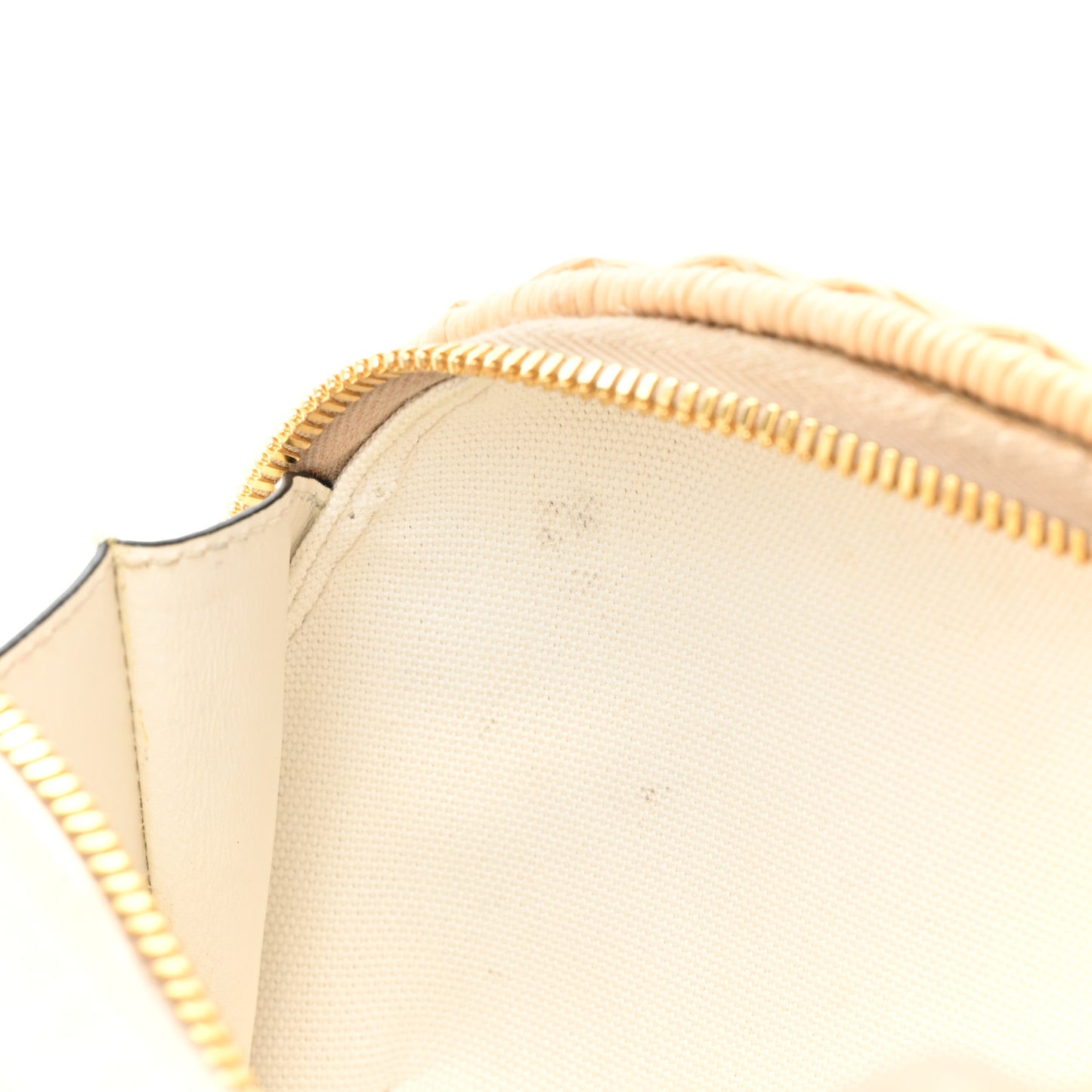 Wicker Saffiano Midolino Odette Top Handle Bag Tan White