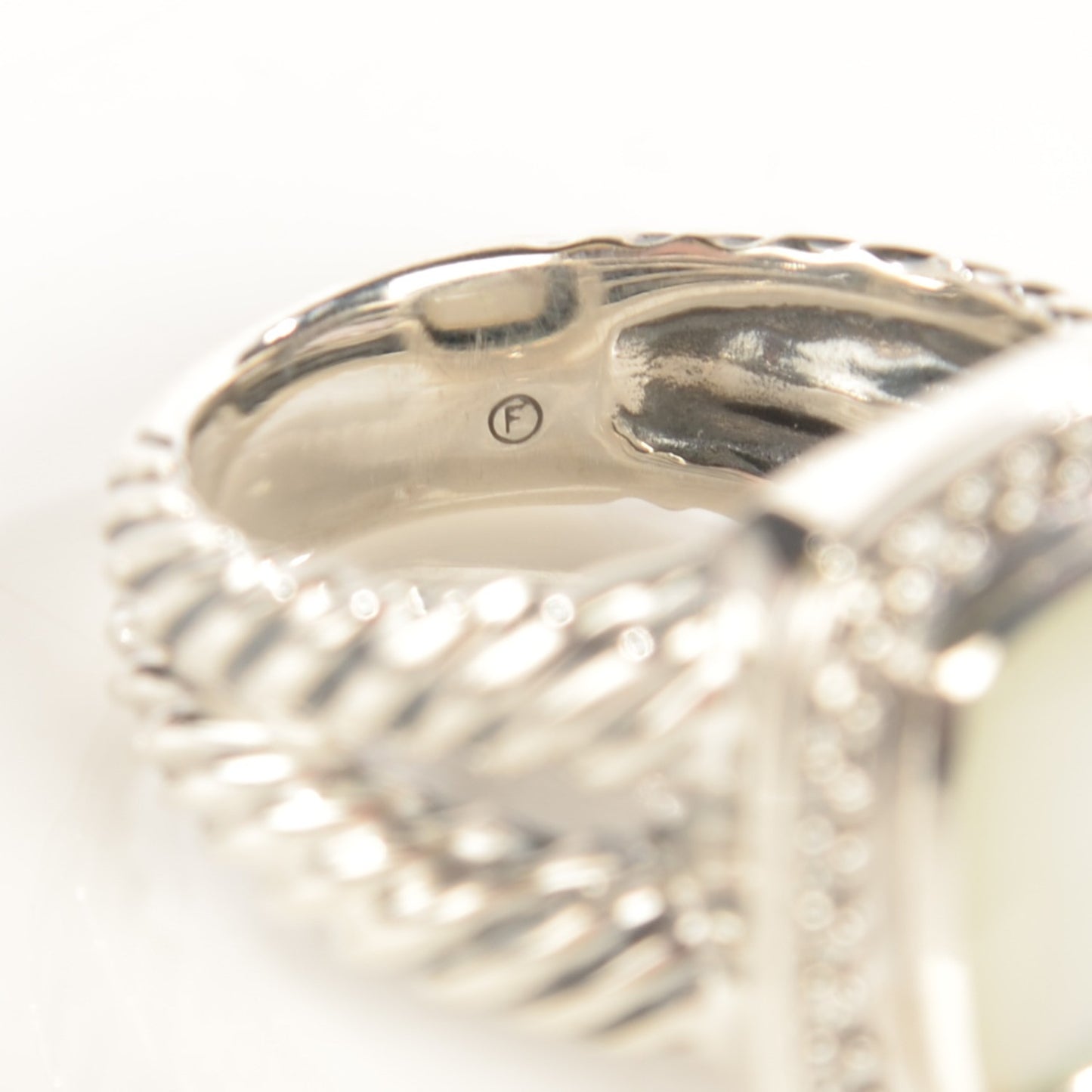 Sterling Silver Diamond Mother of Pearl 11mm Albion Ring 52 6