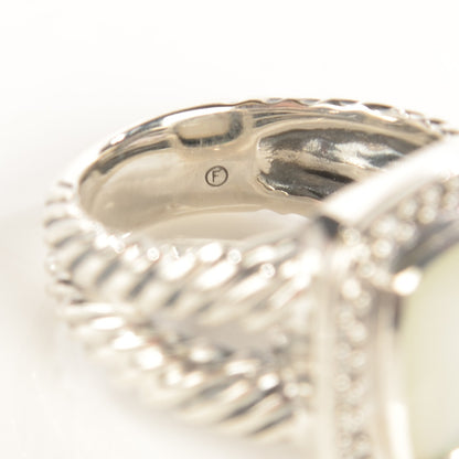 David Yurman Sterling Silver Diamond Mother of Pearl 11mm Albion Ring 52 6 5 of 5