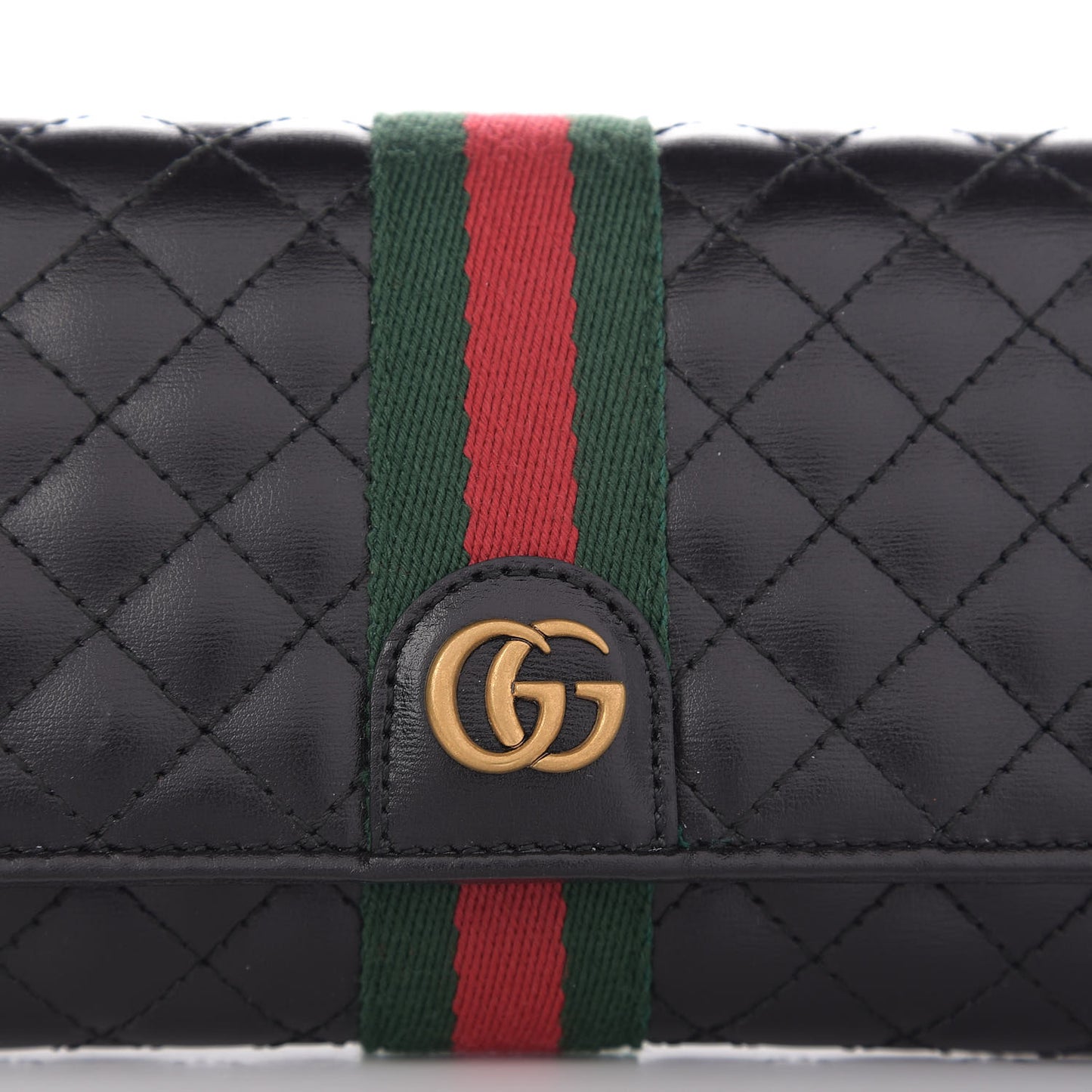Calfskin Web Trapuntata GG Continental Wallet Black