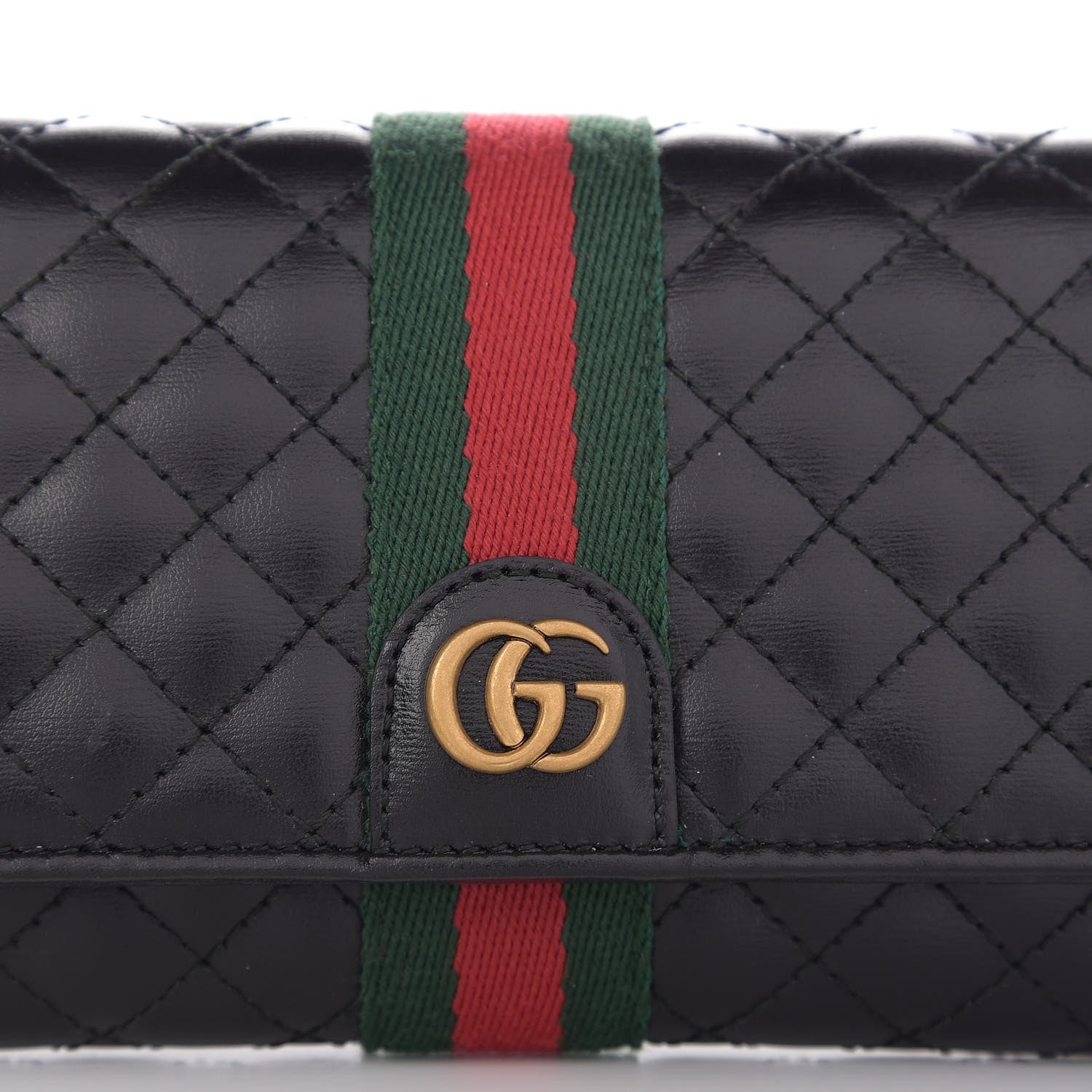 Gucci Calfskin Web Trapuntata GG Continental Wallet Black 11 of 13