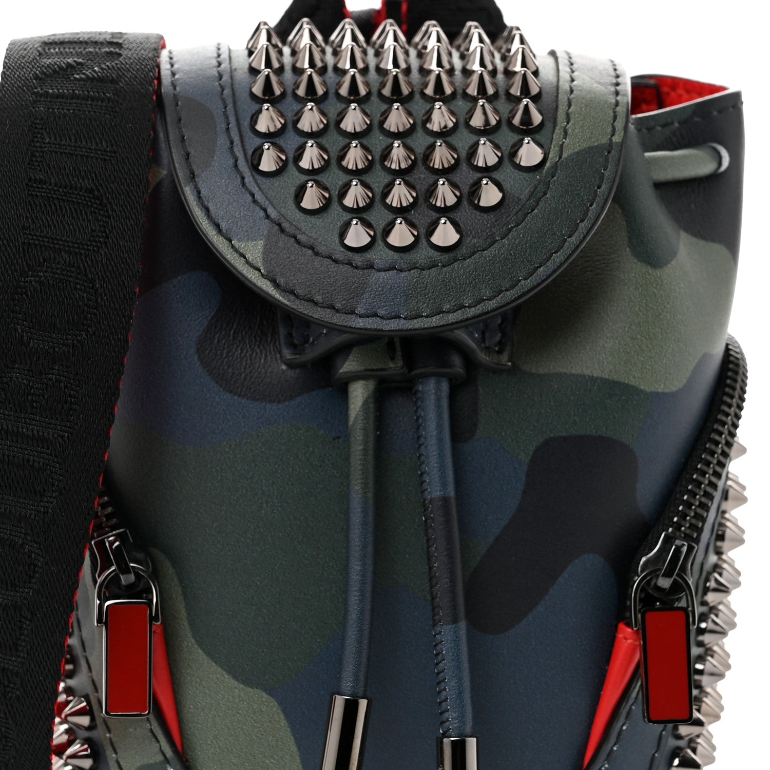 Christian Louboutin Calfskin Spiked Camouflage Mini Explorafunk Keyring Bag Multicolor 7 of 9