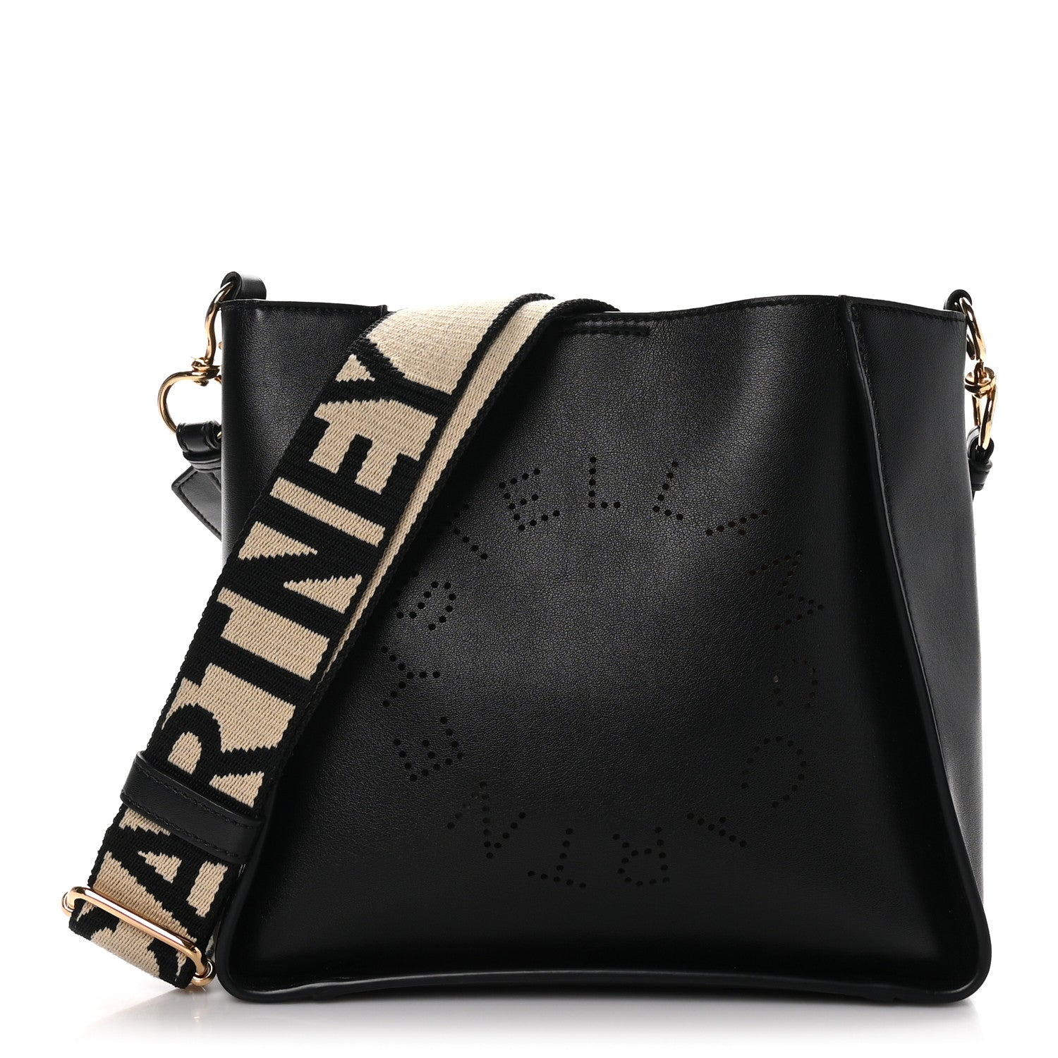 Stella McCartney STELLA MCCARTNEY Eco Alter Nappa Perforated Logo Mini Crossbody Black 1 of 9
