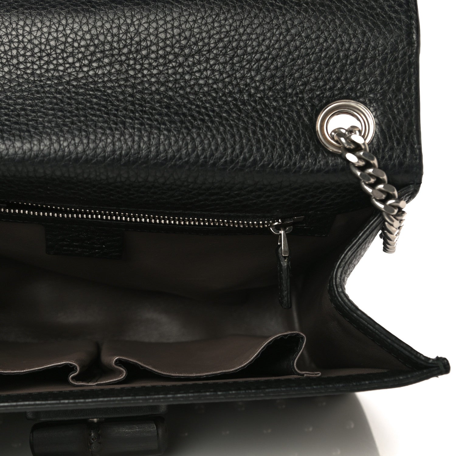 Gucci Calfskin Studded Medium Miss Bamboo Shoulder Bag Black 5 of 12