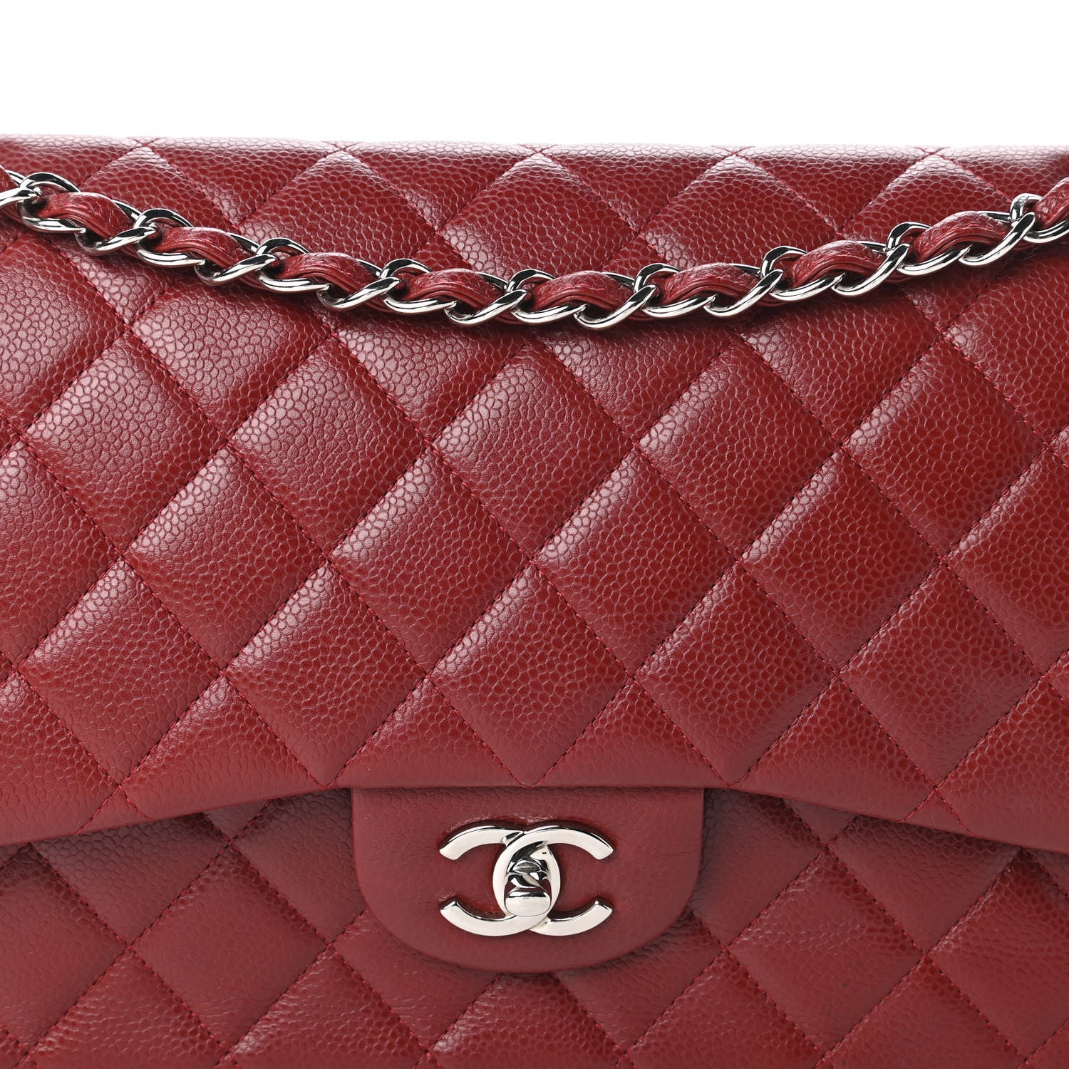 Chanel Caviar Quilted Jumbo Double Flap Dark Red 10 of 10