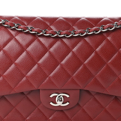 Chanel Caviar Quilted Jumbo Double Flap Dark Red 10 of 10