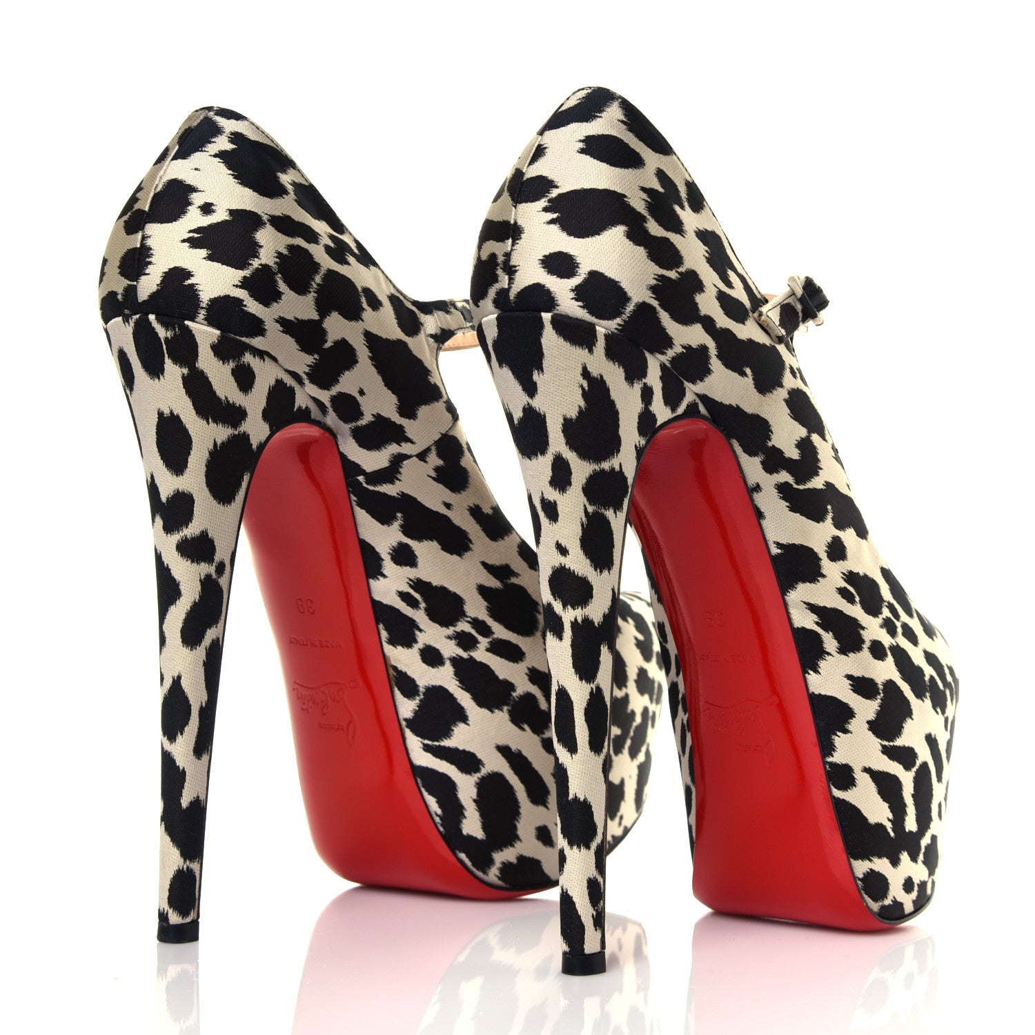 Christian Louboutin Tissu Leopardino Lady Daf 160 Pumps 39 Black White 4 of 7
