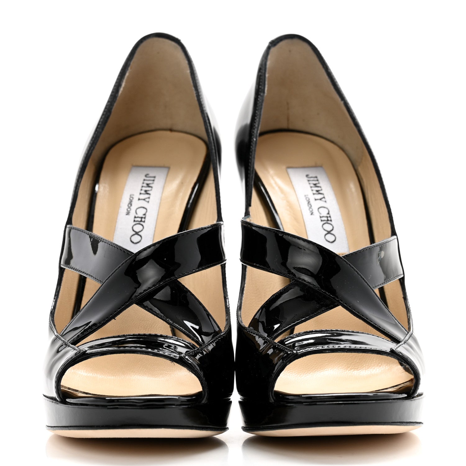 Jimmy Choo Patent Calfskin Gesture Peep Toe Pumps 38 Black 2 of 9