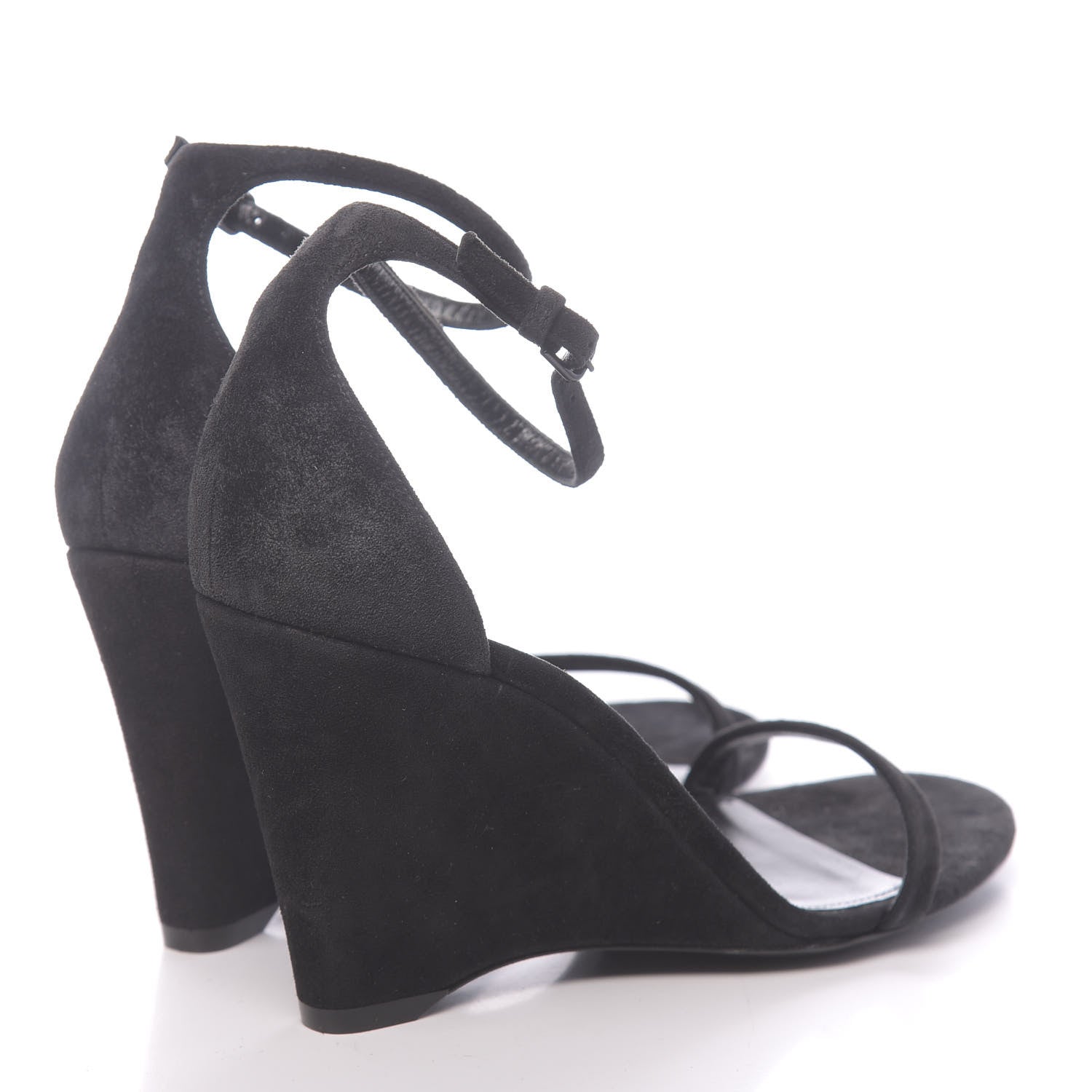 Saint Laurent Suede Lila Wedge Sandals 36.5 Black 4 of 9