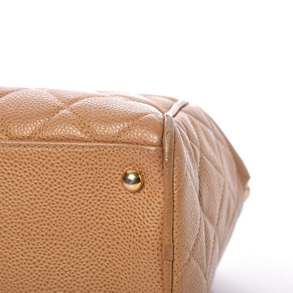 Chanel Caviar Quilted Large Bowler Bag Beige 9 of 15