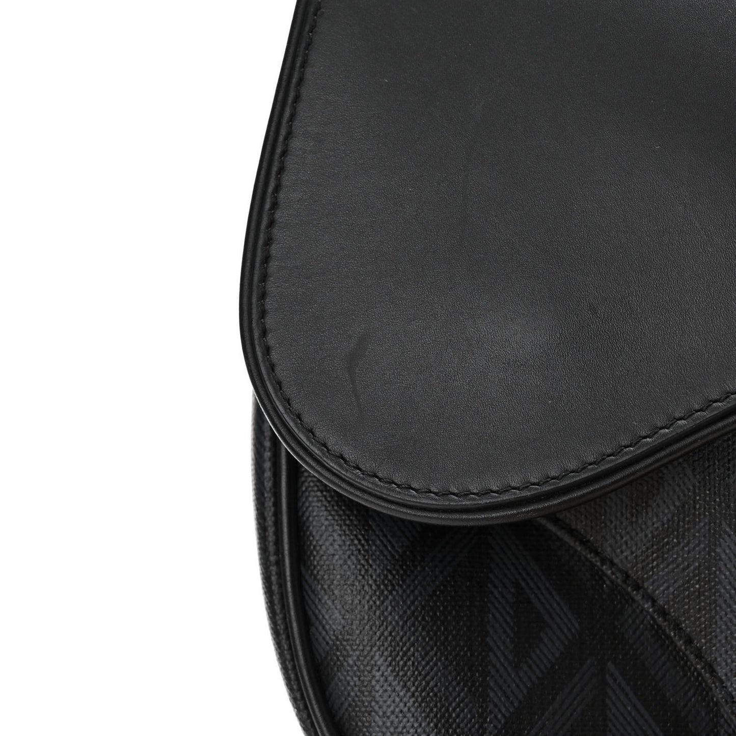 Smooth Calfskin Canvas CD Diamond Mens Saddle Bag Black