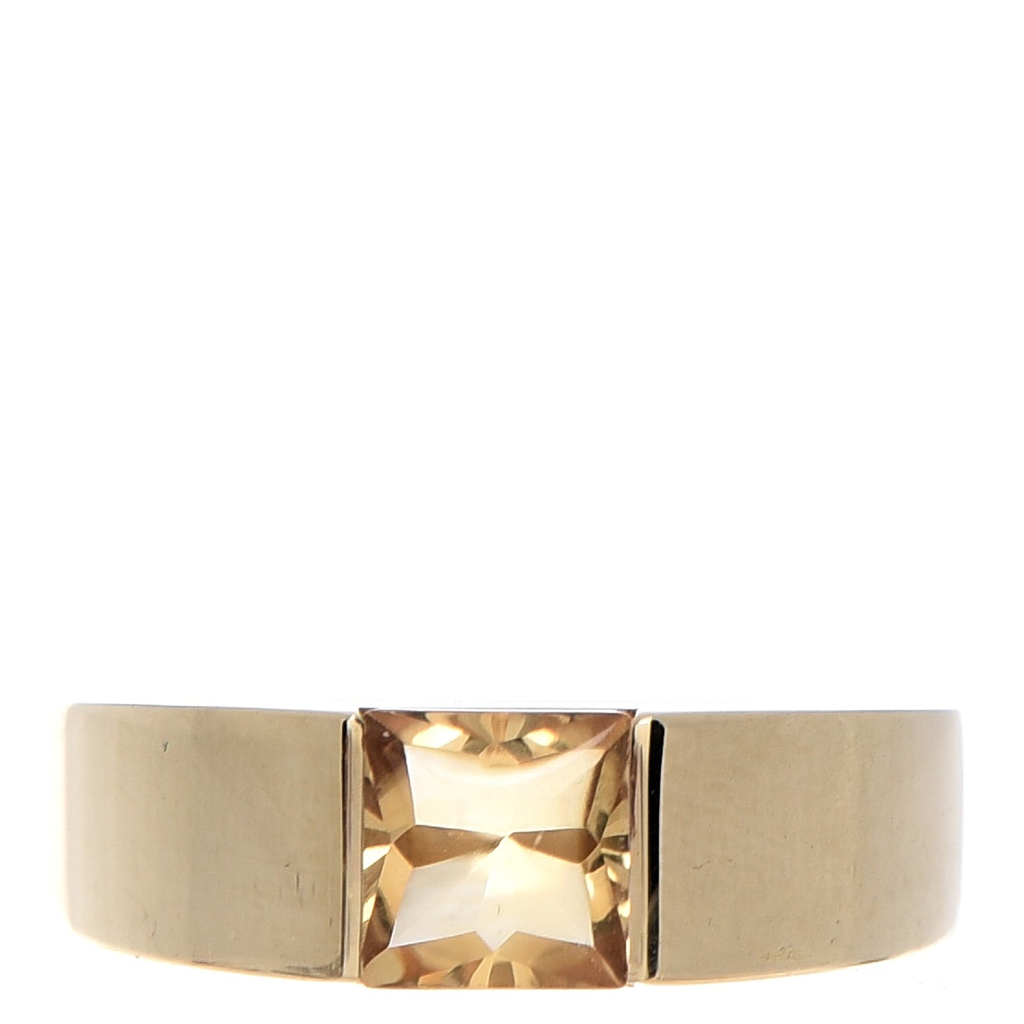 18K Yellow Gold Citrine Tank Ring 50 5.25