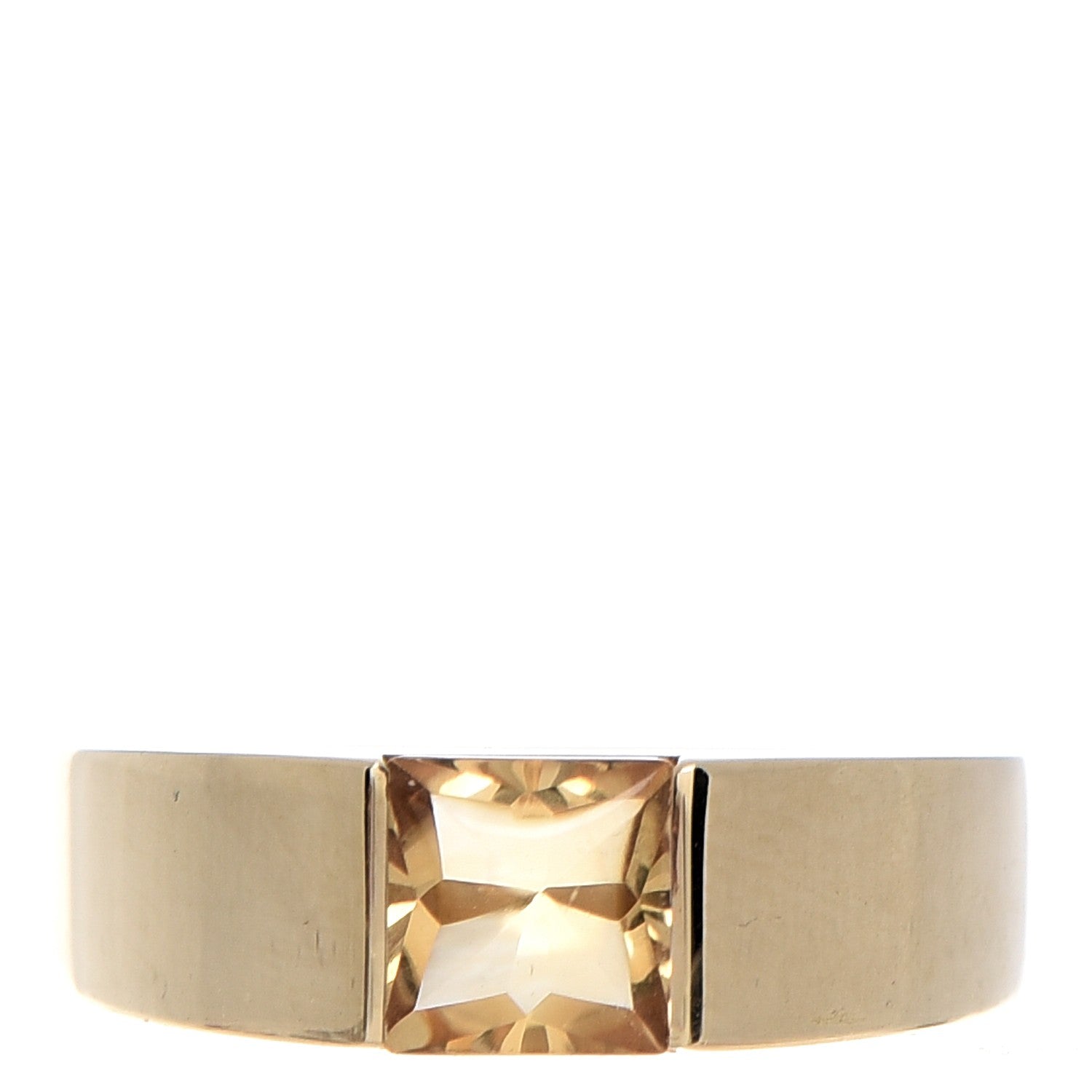 Cartier 18K Yellow Gold Citrine Tank Ring 50 5.25 1 of 6