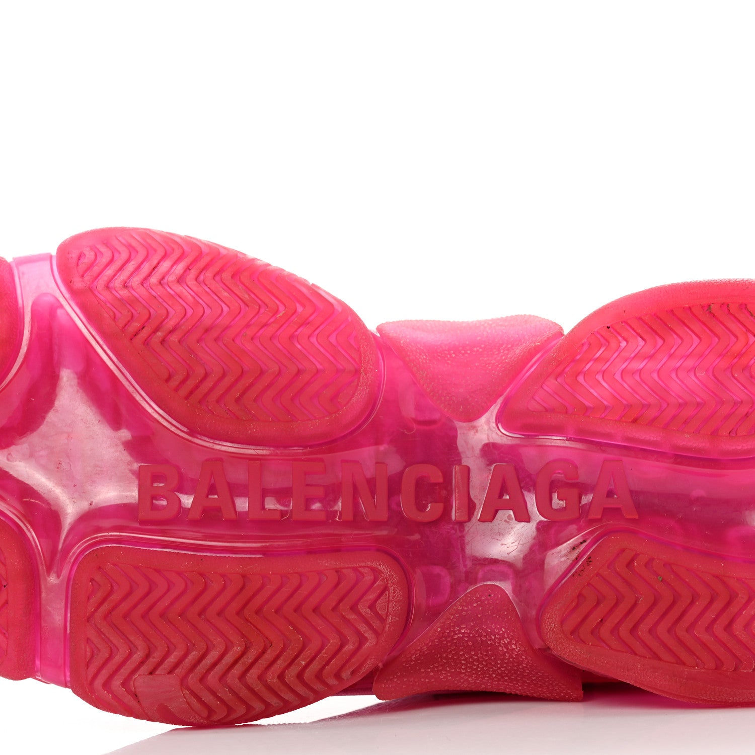 Balenciaga Fabric Mesh Clear Sole Fluo Womens Triple S Sneakers 40 Pink 7 of 8