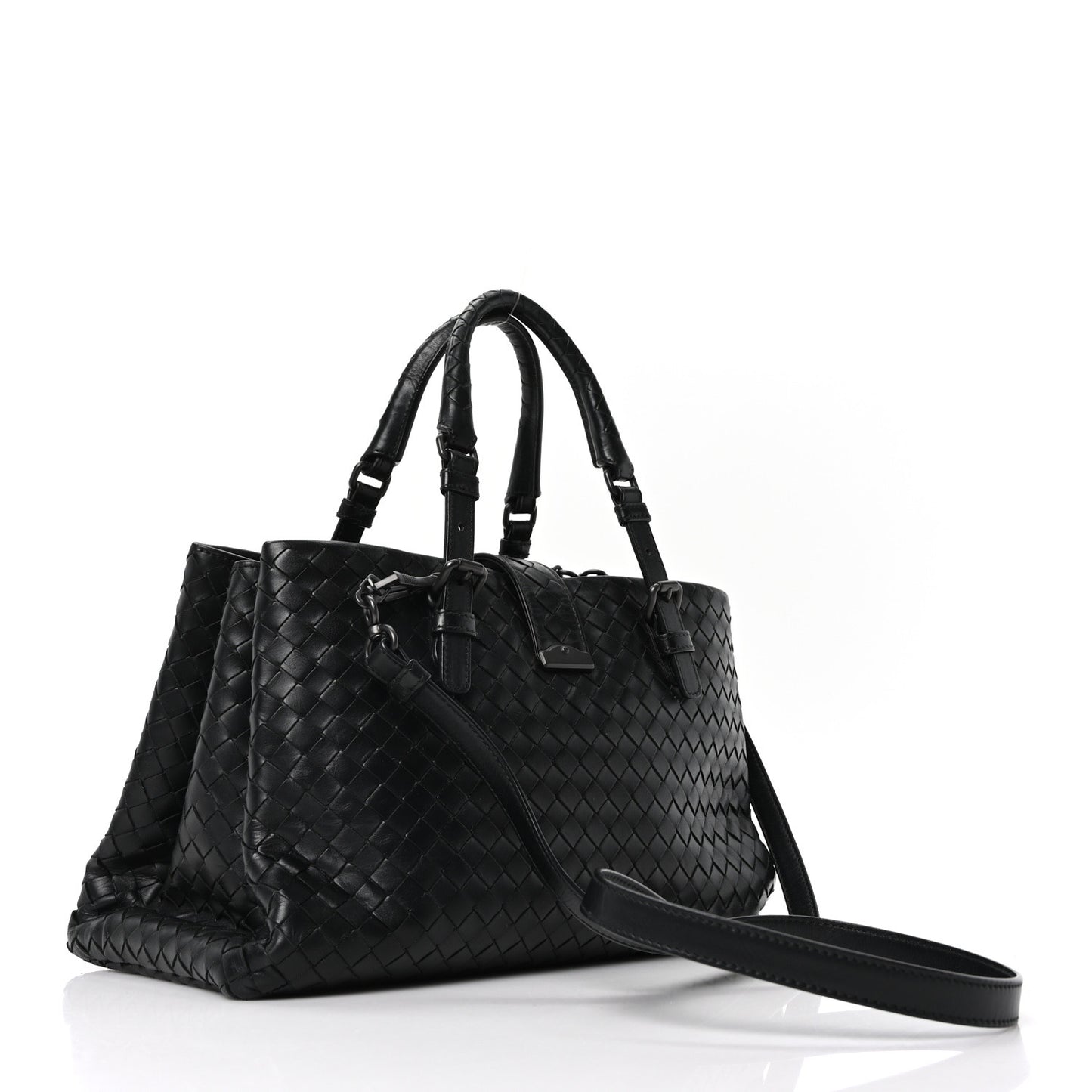 Light Calf Intrecciato Small Roma Black