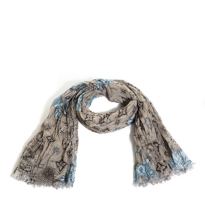 Louis Vuitton Cotton Etole Tattoo Scarf Kaki 1 of 6