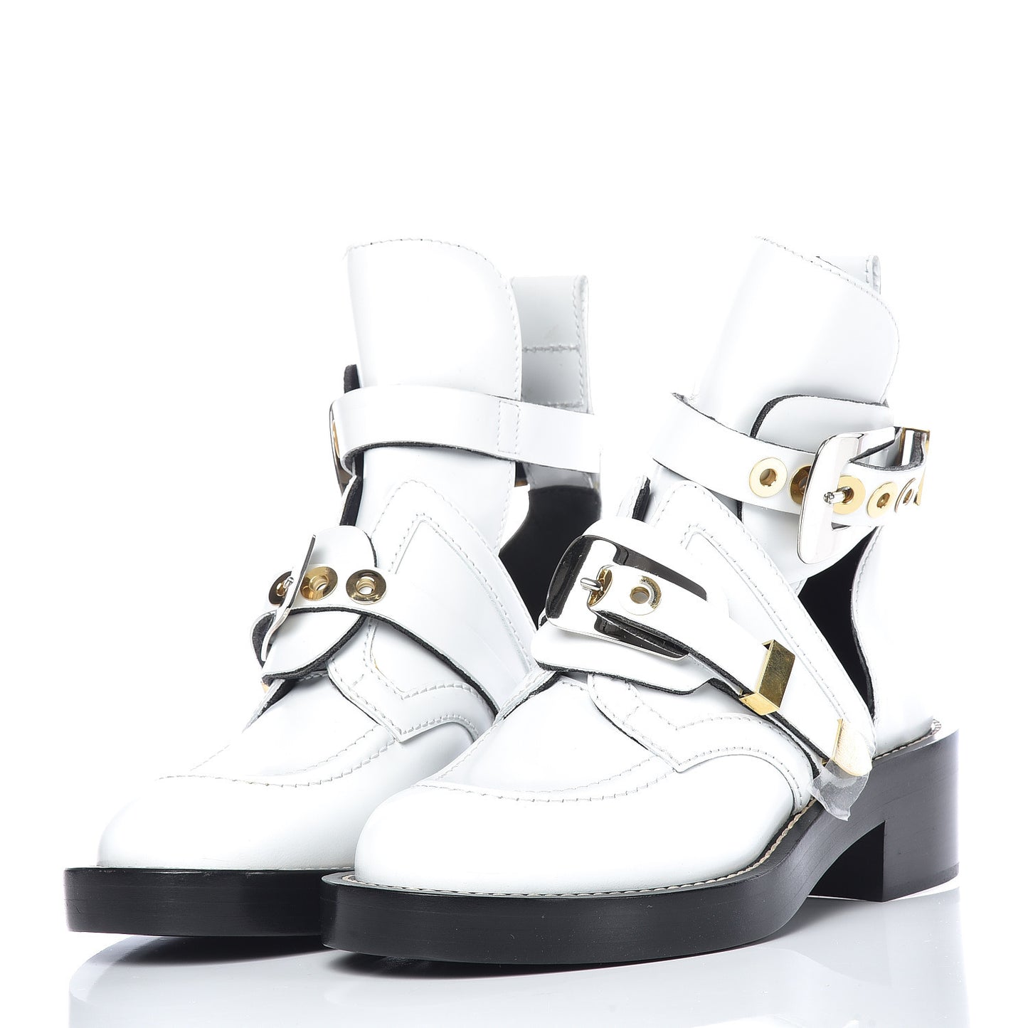 Brushed Calfskin Ceinture Ankle Boots 36 White
