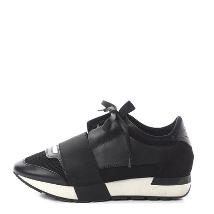 Balenciaga Mesh Calfskin Neoprene Suede Womens Race Runner Sneakers 35 Black 1 of 7