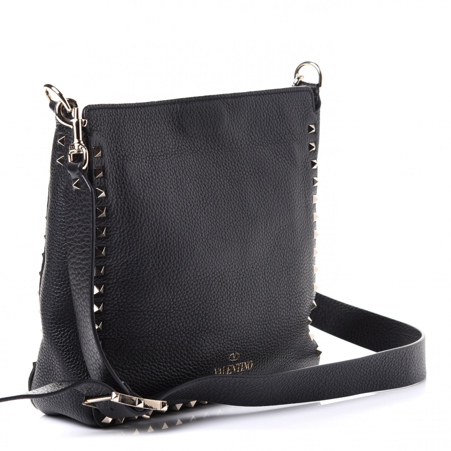 Valentino Garavani Pebbled Calfskin Small Rockstud Flip-Lock Messenger Bag Black 2 of 4