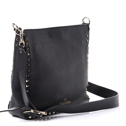 Valentino Garavani Pebbled Calfskin Small Rockstud Flip-Lock Messenger Bag Black 2 of 4
