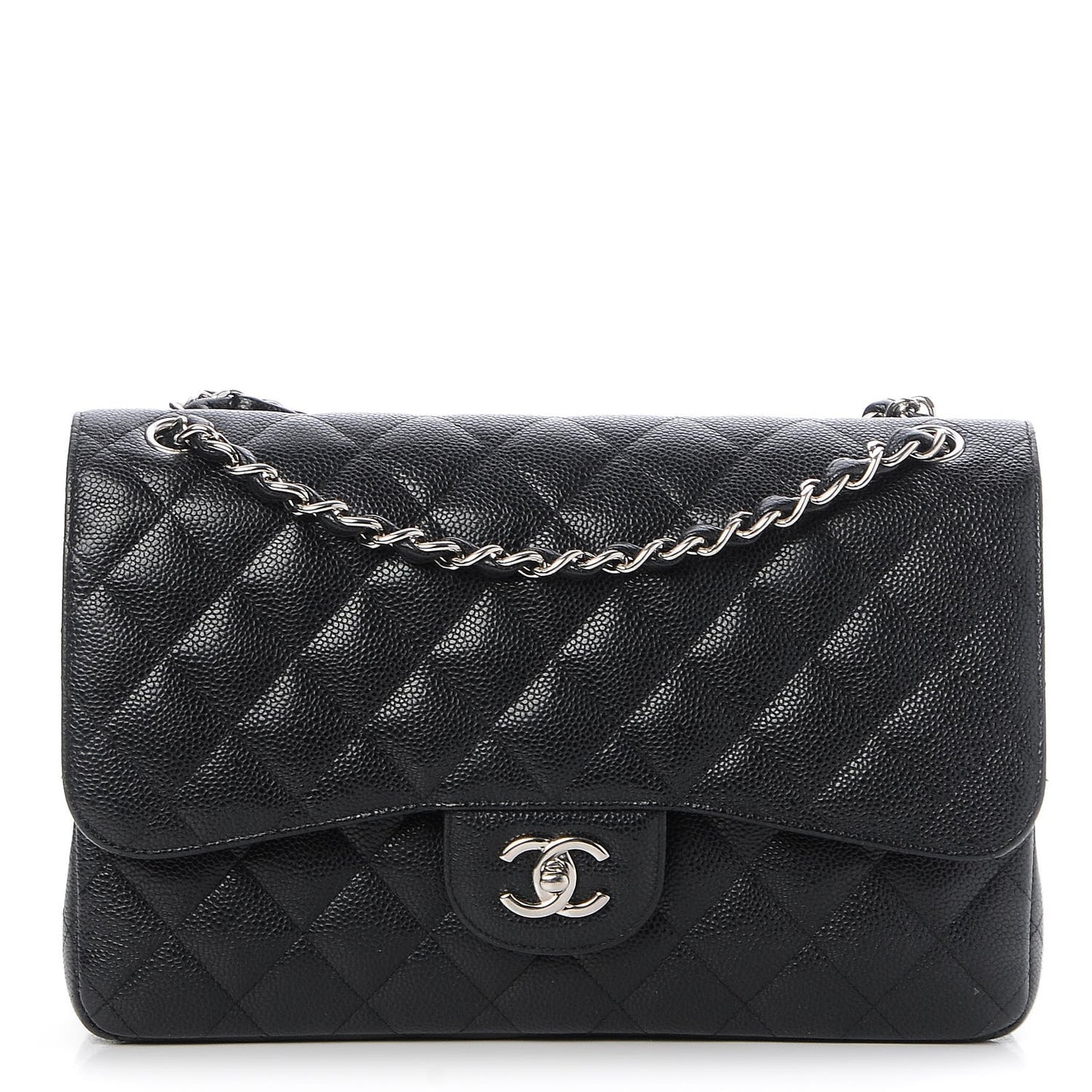 Caviar Quilted Jumbo Double Flap Black