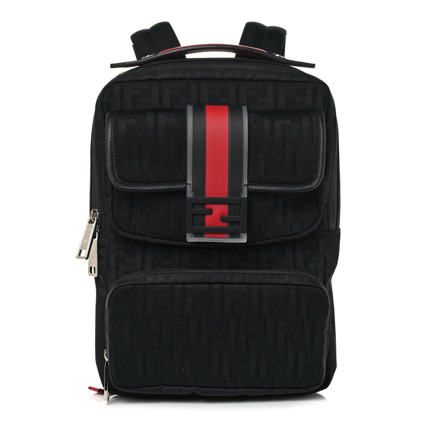 Neoprene Mesh Vitello Grace FF Panelled Backpack Black Red