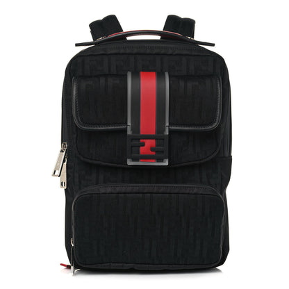 Fendi Neoprene Mesh Vitello Grace FF Panelled Backpack Black Red 1 of 11
