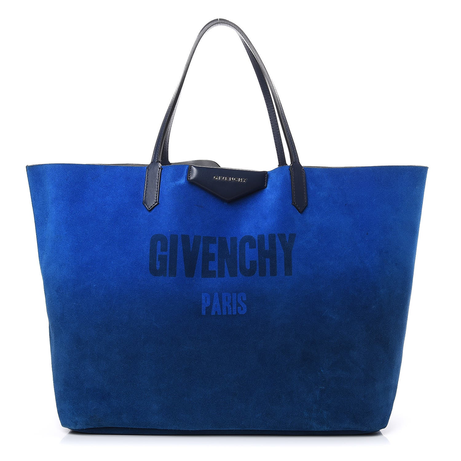 Givenchy Metallic Calfskin Suede Ombre Large Reversible Antigona Tote Blue Silver 1 of 25