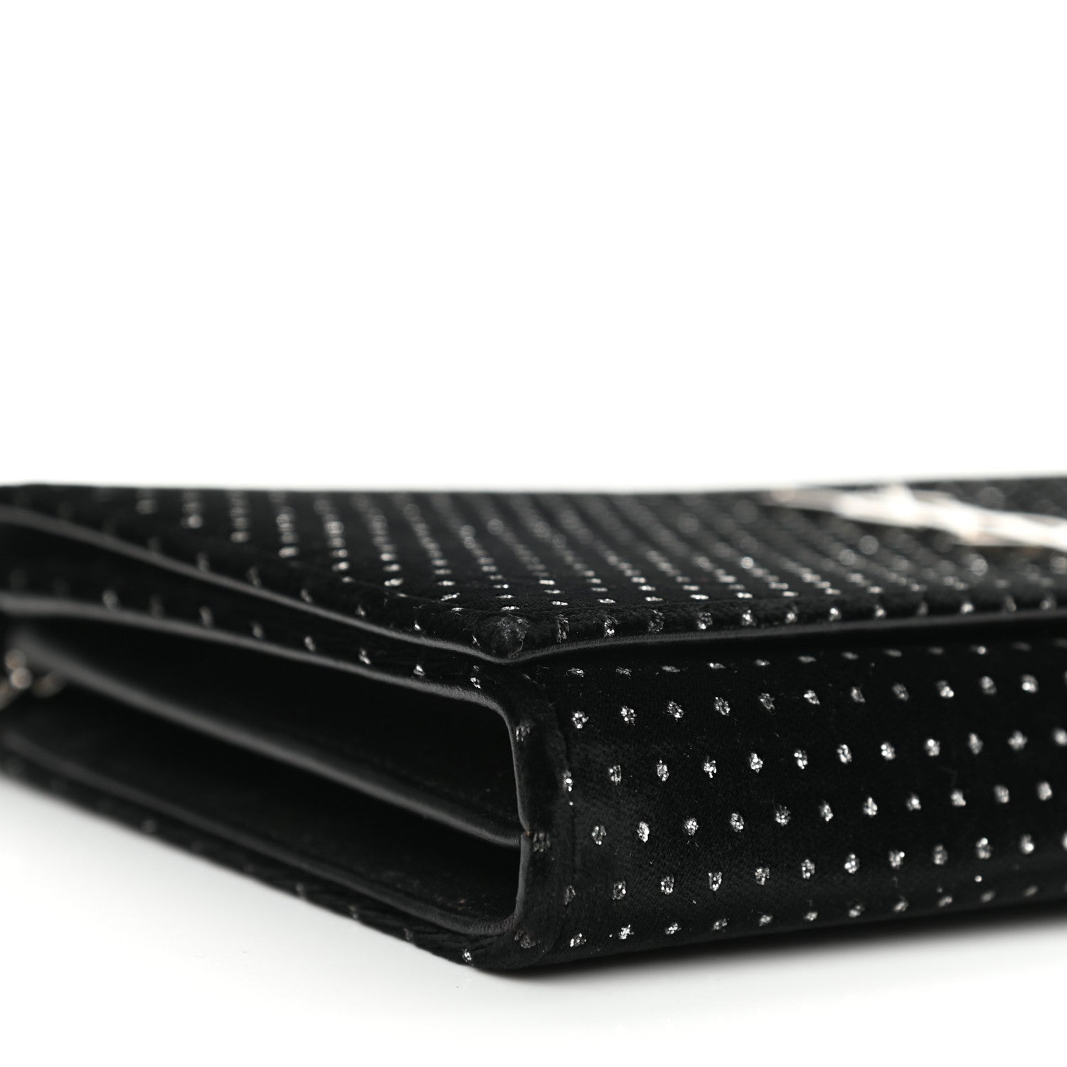 Saint Laurent Velvet Crystal Monogram Chain Wallet Black 9 of 10