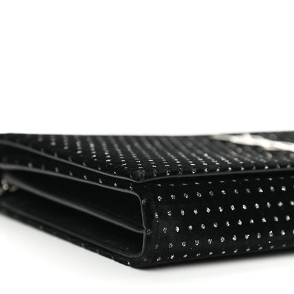 Saint Laurent Velvet Crystal Monogram Chain Wallet Black 9 of 10