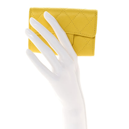 Chanel Caviar Quilted Classic 4 Key Holder Wallet Yellow 2 of 8