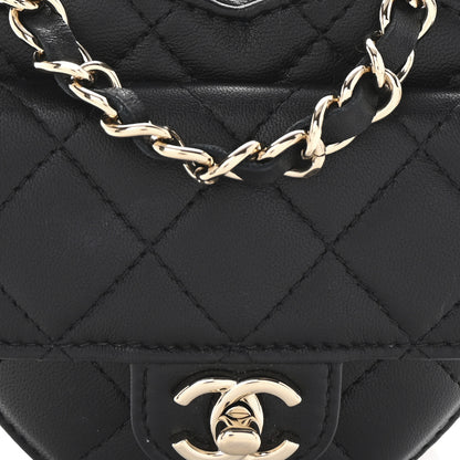 Chanel Lambskin Quilted CC In Love Heart Waist Belt Bag With Chain Black 7 of 9