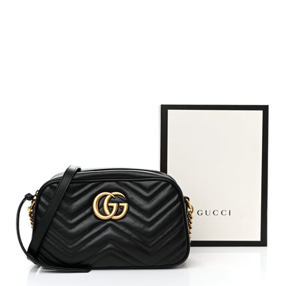 Gucci Calfskin Matelasse Small GG Marmont Chain Shoulder Bag Black 12 of 12