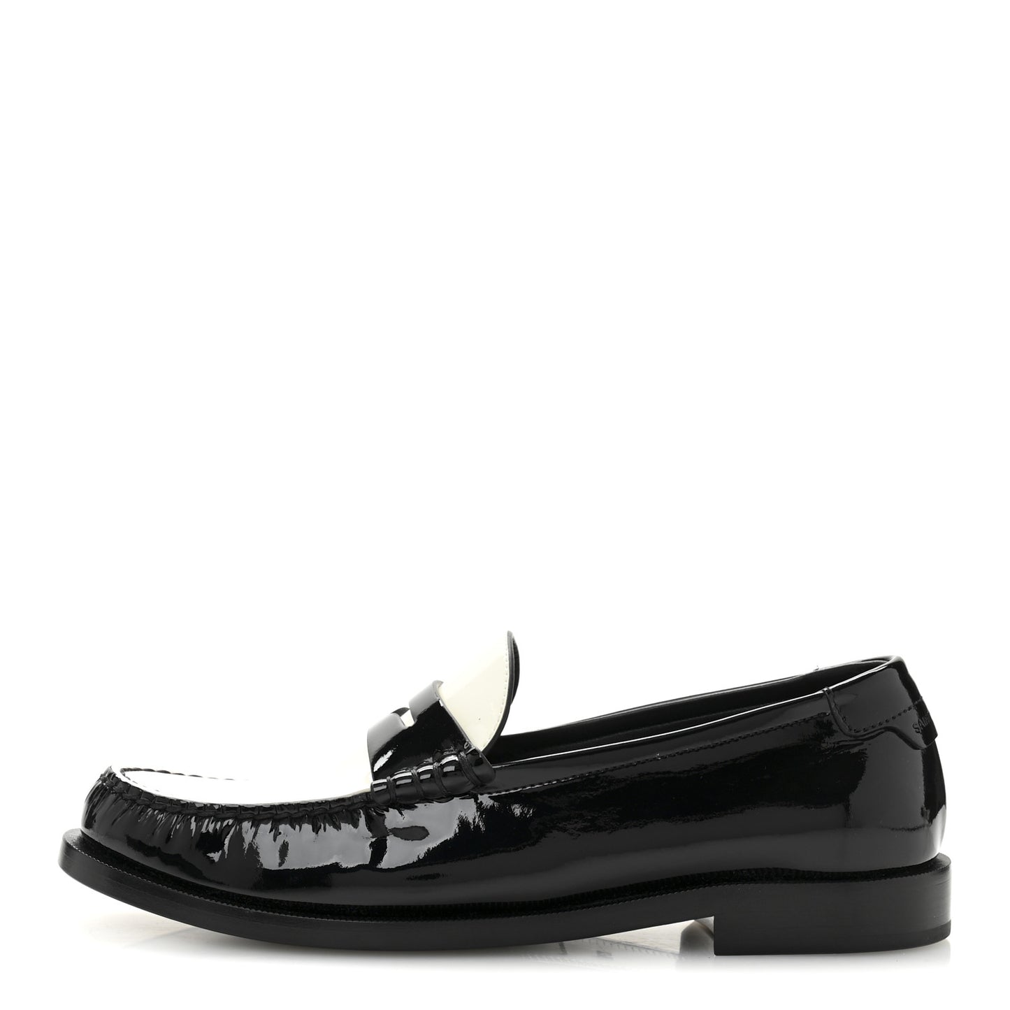Patent Calfskin  Penny Loafers 37.5 Black White