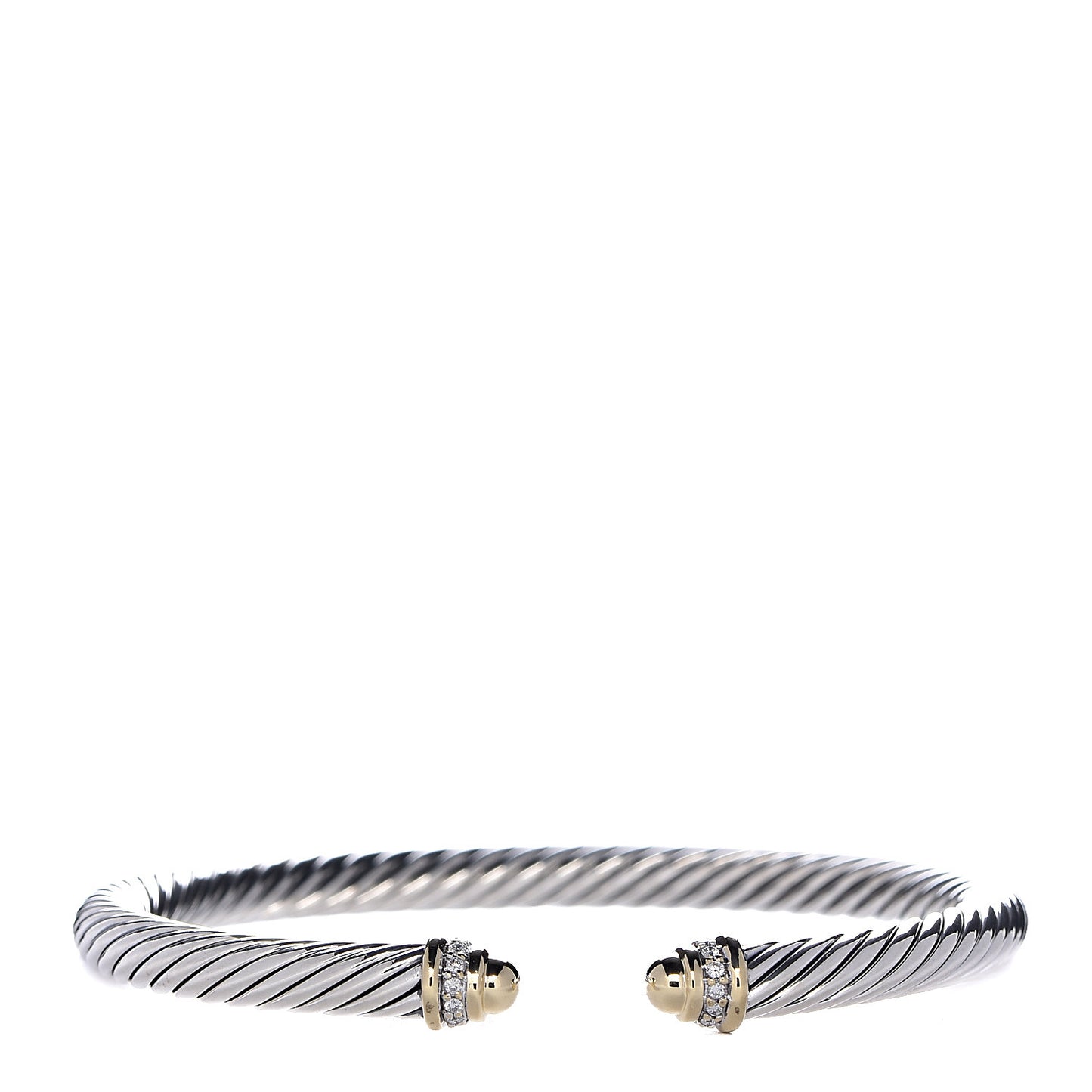 Sterling Silver 18K Yellow Gold Diamond 5mm Cable Classics Bracelet