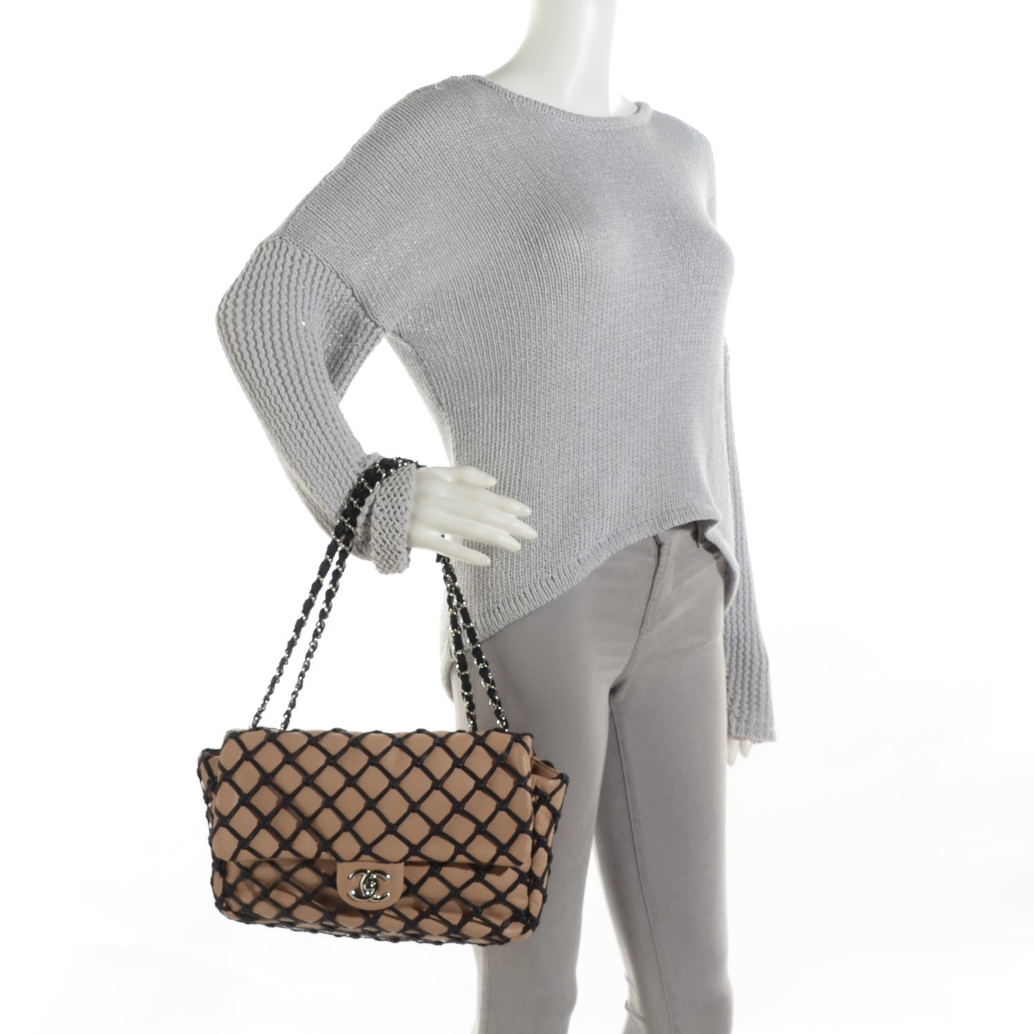 Chanel Lambskin Jumbo Canebiers Net Flap Biege 2 of 8