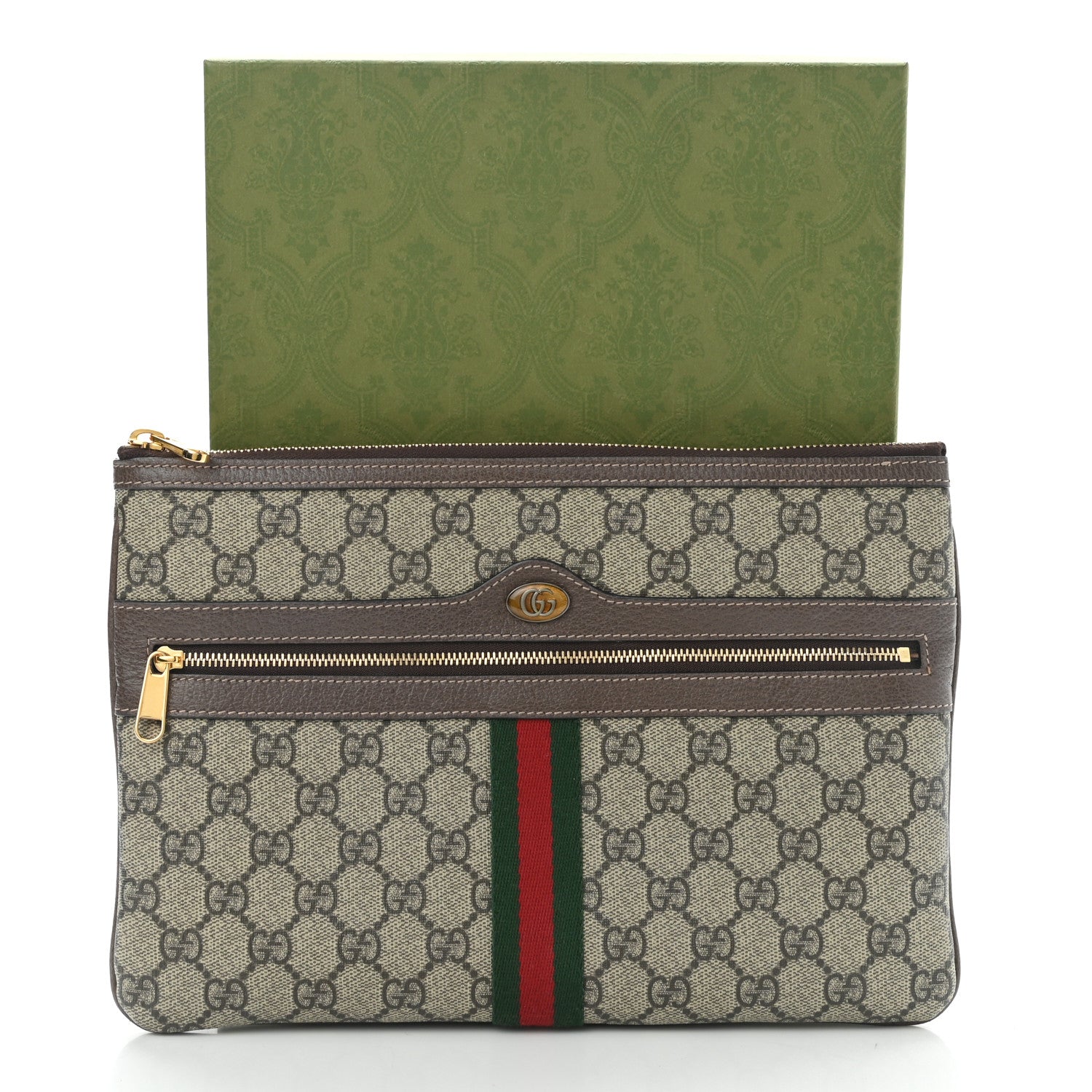 Gucci GG Supreme Monogram Large Ophidia Pouch Clutch Brown 8 of 8