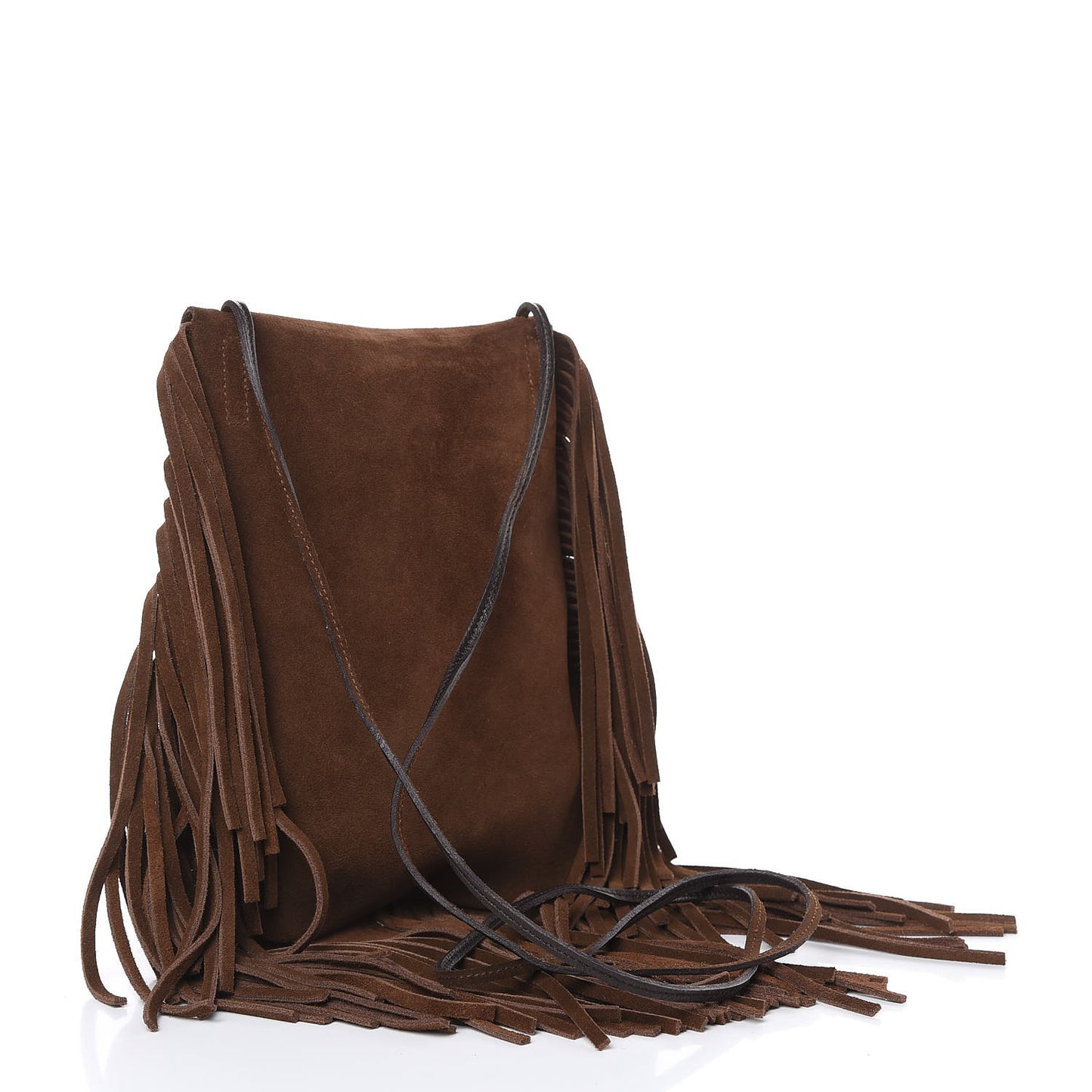 Suede Fringe Flat Anita Crossbody Bag Coffy Marrone